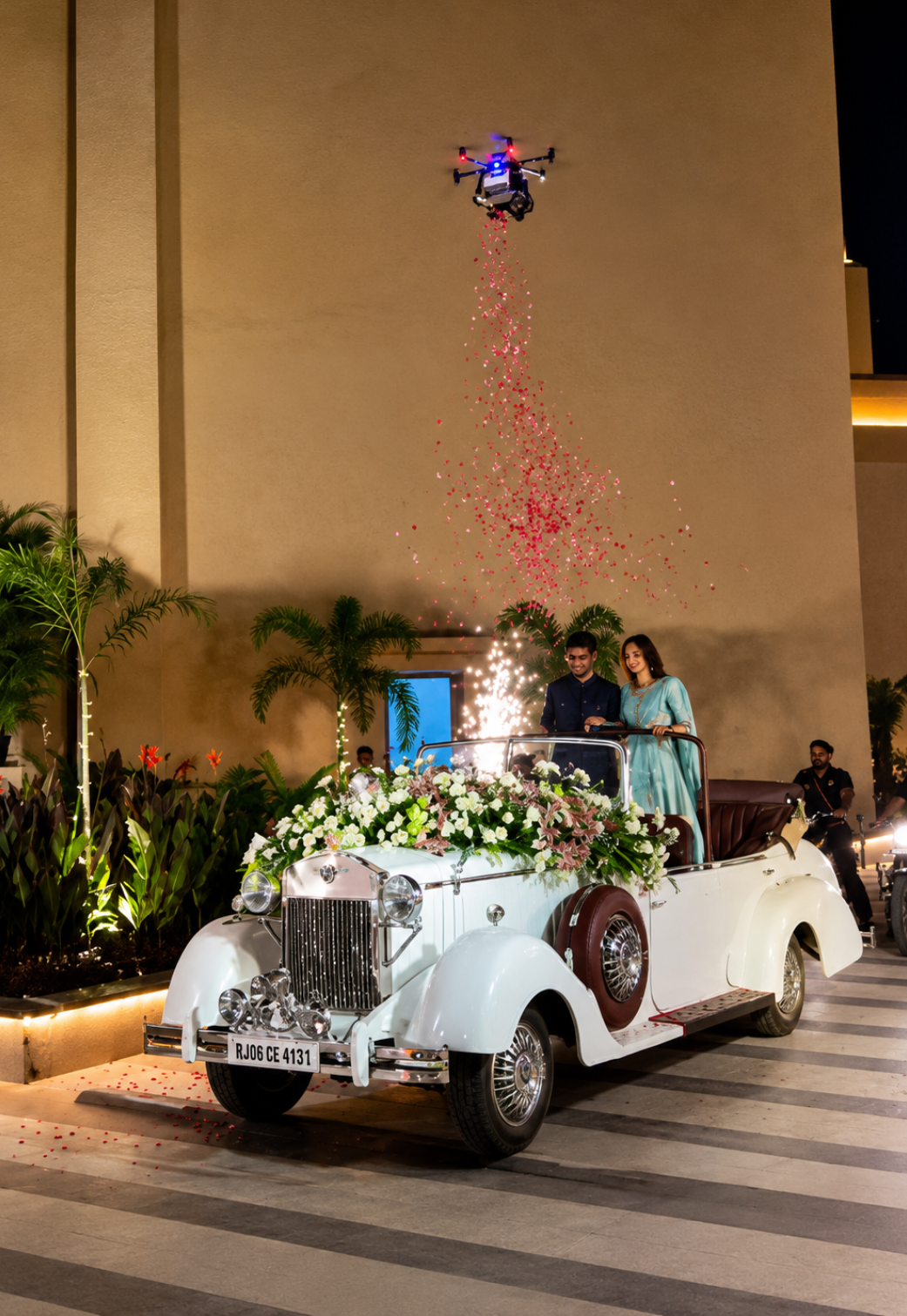 Our flower showering drones create breathtaking floral displays at weddings, religious events, and celebrations, delivering safe, elegant, and memorable aerial experiences.