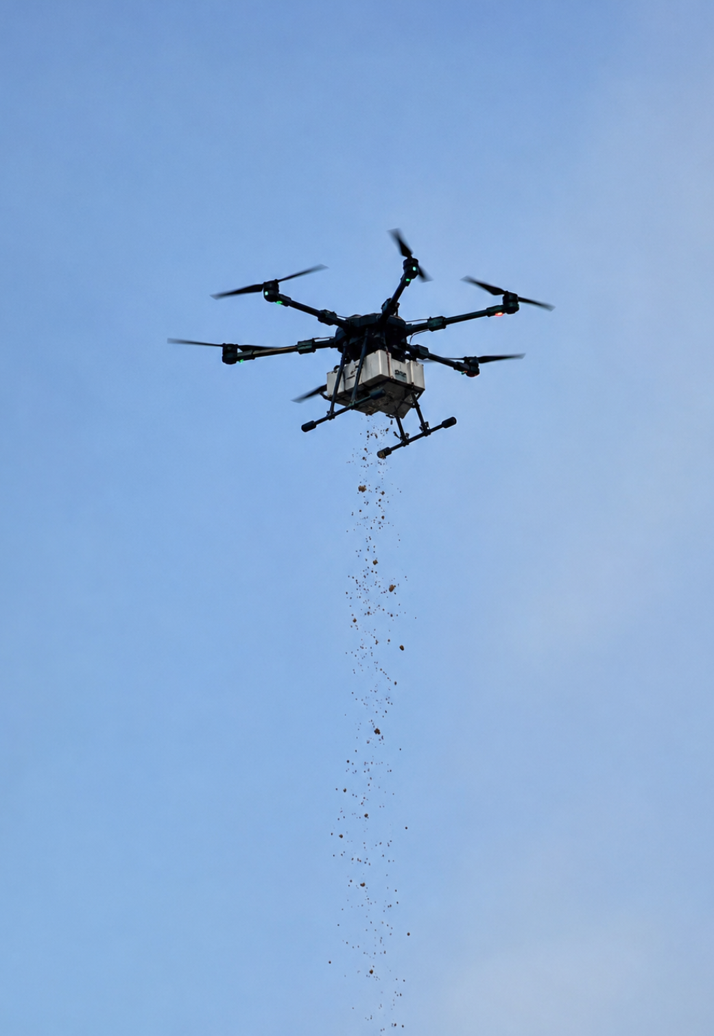 Our seed dropping drones provide accurate and efficient aerial seed distribution, enabling faster plantation, enhanced coverage, reduced labor, and sustainable land restoration.