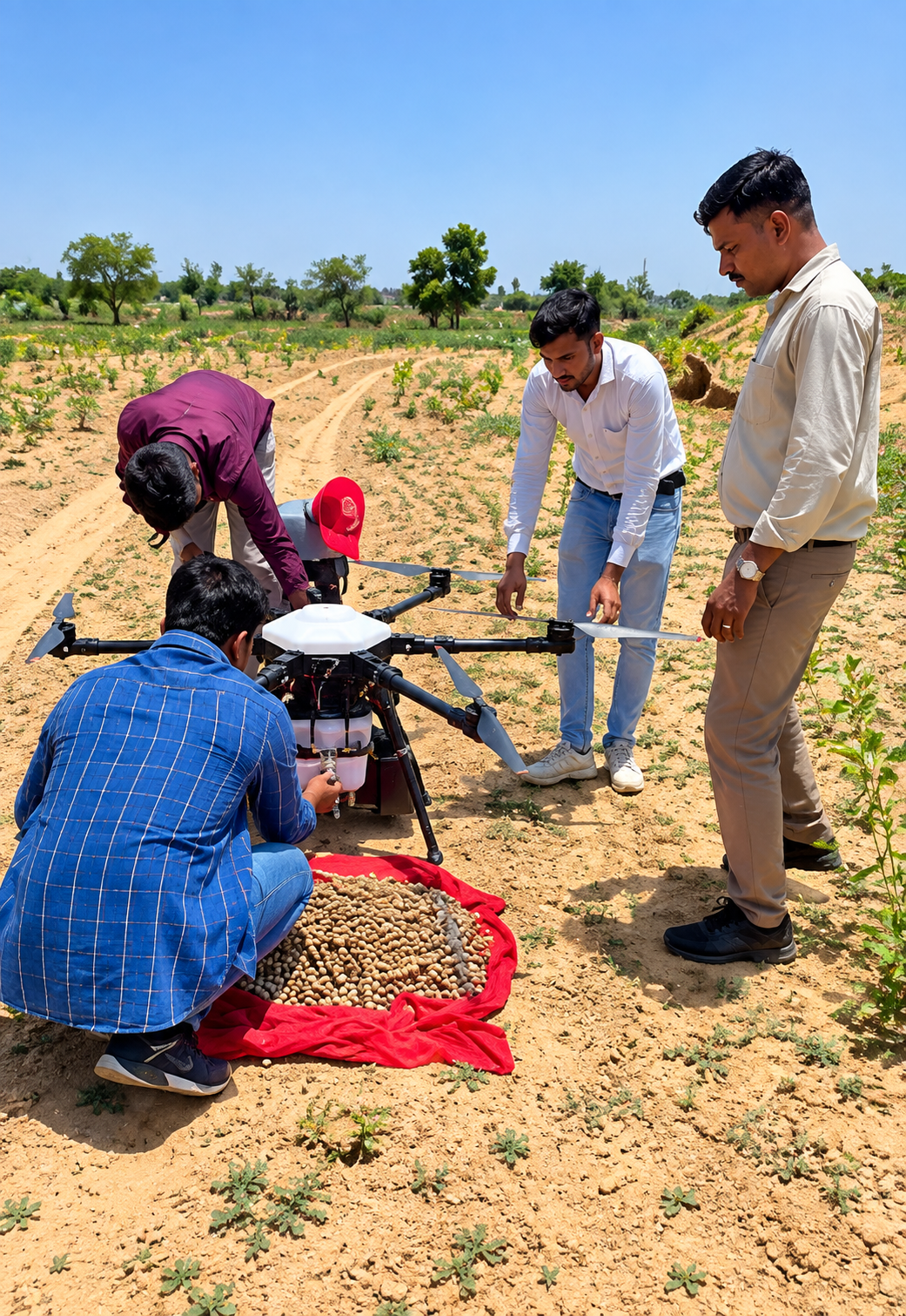 Our seed spreading drones deliver precise aerial seeding across large areas, reducing labor, saving time, and supporting efficient, sustainable plantation.