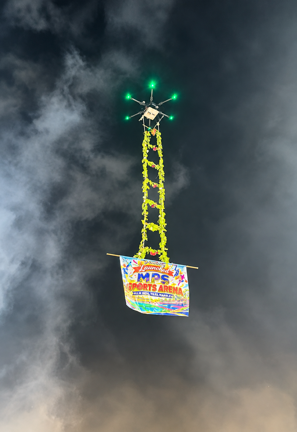 Our drones make school sports arena inaugurations unforgettable with spectacular aerial displays, flower showers, and banners, creating memorable celebrations for everyone.